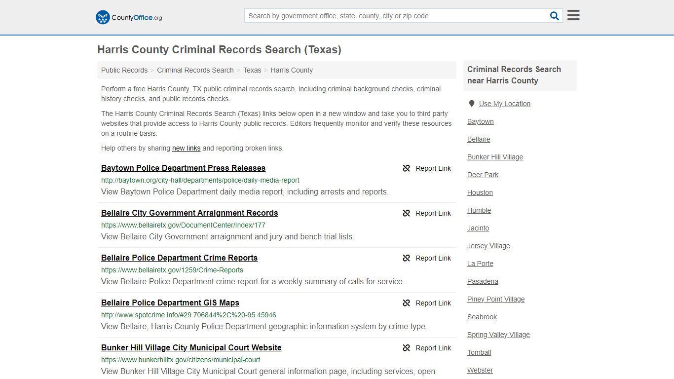 Harris County Criminal Records Search (Texas) - County Office
